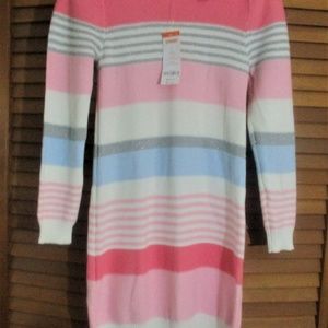 Girls GYMBOREE Sweater Dress NWT Pink/Gray Stripes